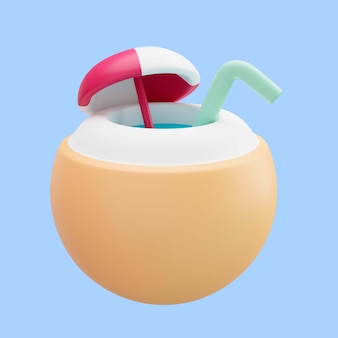 3d rendering of cocktail travel icon