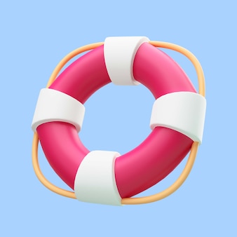 3d rendering of life buoy travel icon