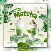 Matcha drinks social media post or flyer template