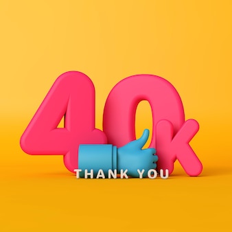 Thank you 40 thousand followers social media banner 3D Rendering